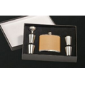 Leaver Covered 6 Oz. Flask Gift Set w/ Black Box